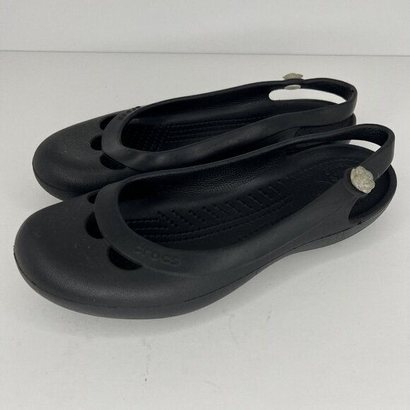 Crocs Kadee Ballet Flats Women's Size 7 Black Shoes Slip On Comfort Sandals - Picture 1 of 9